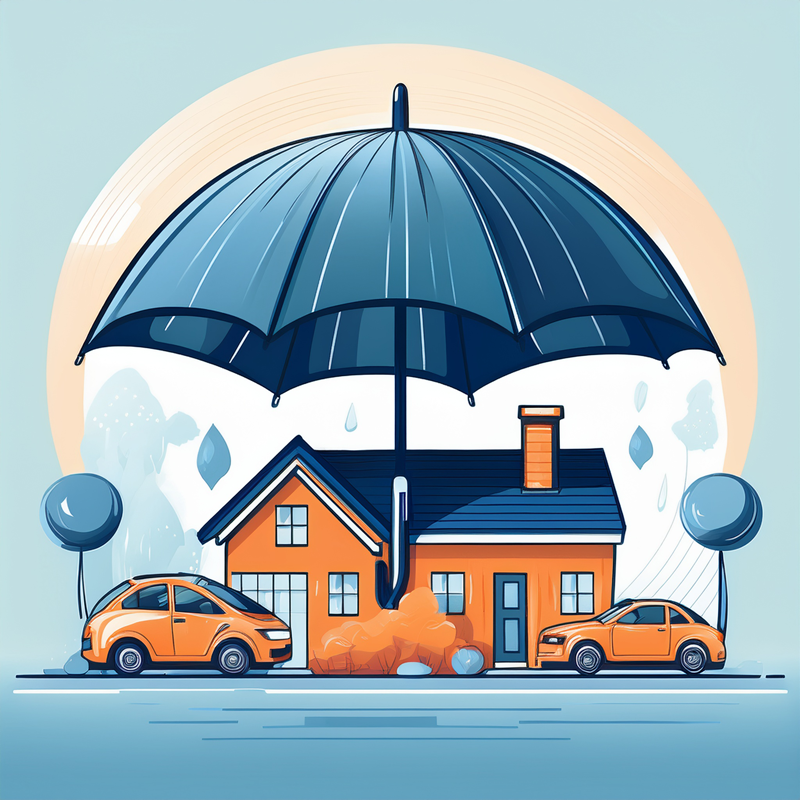 Umbrella protecting home and cars